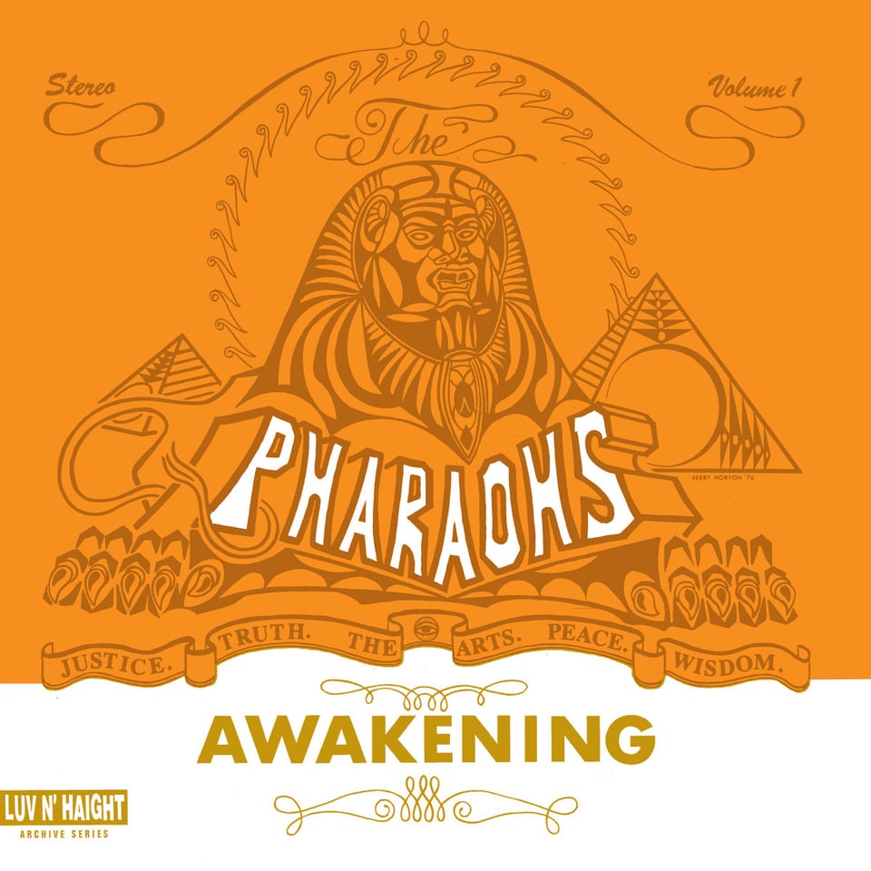 The cover of AWAKENING by the Pharoahs featuring Egyptian sphinx imagery