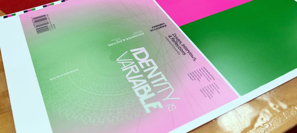The press sheet for the cover of the book Identity Is Variable