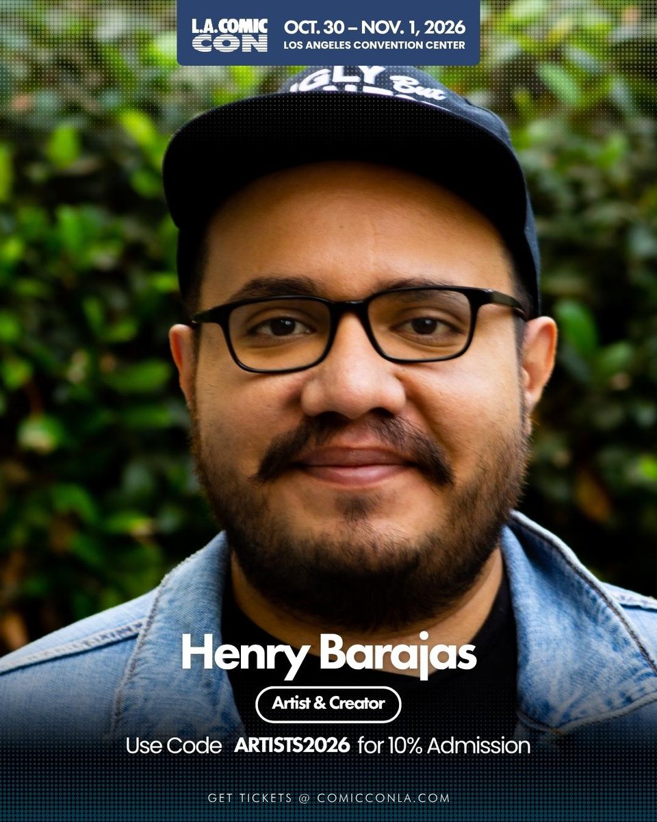 Henry Barajas author photo. Comic Con LA OCT 30 - NOV 1 2026. Use code ARTISTS for 10% off admission. Get Tickets @ Comicconla.com