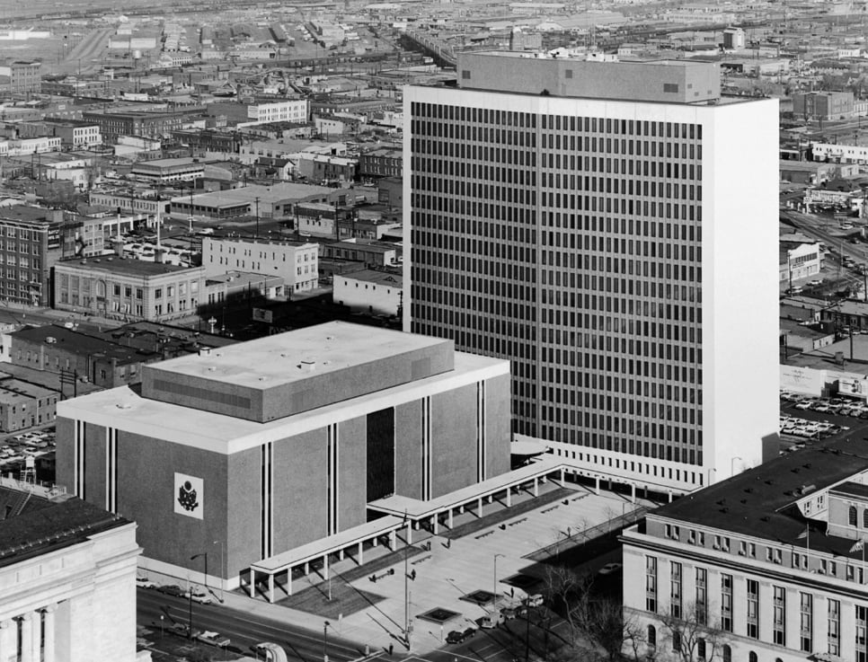 Exterior of the Byron G. Rogers Federal Building and U.S. Courthouse in Denver, Colorado — where Terry Nichols was sentenced on June 4, 1998