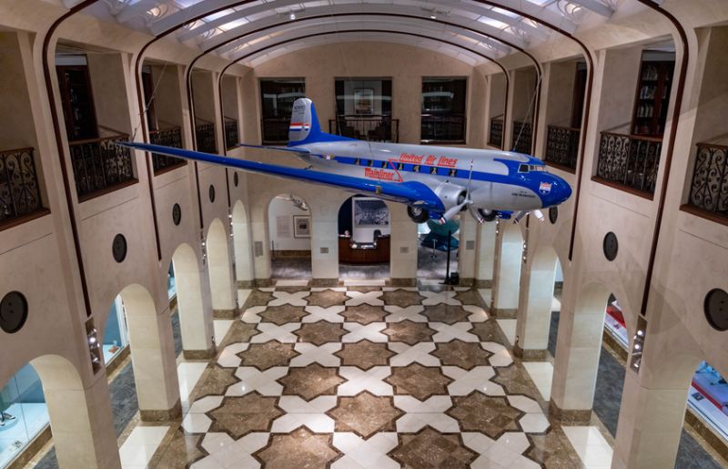 an airplane in a museum