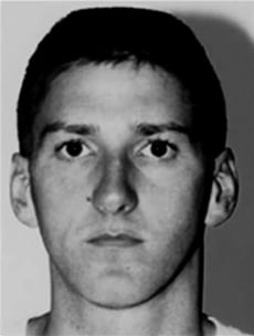 Timothy McVeigh FBI mugshot, federal identification photograph of Terry Nichols's co-conspirator in the April 19, 1995 Oklahoma City bombing