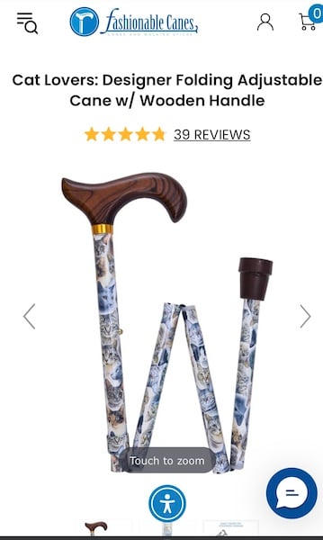 Cane with illustrations of cute cats.
