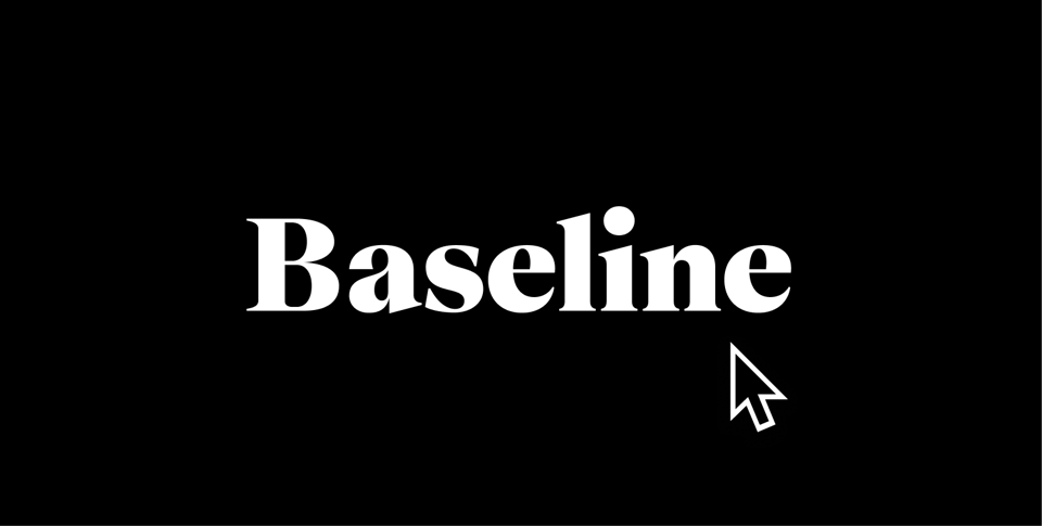 The Baseline logo in white on a black background.