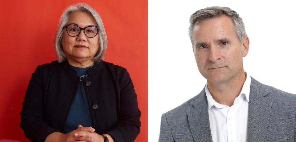 Headshot of Patricia Hswe (left) and Michael Vandenburg (right)