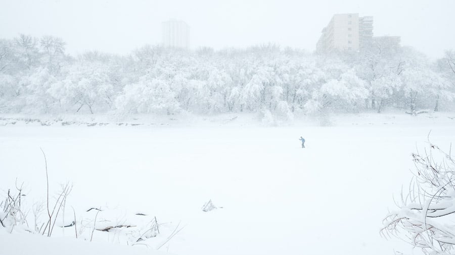 01 - Cross-country skier in Winnipeg Whiteout