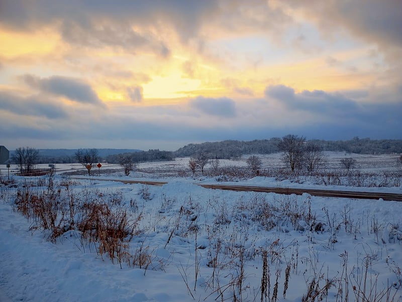 A winter scene along Goodhue County Rd. 2, flanked on both sides by Frontenac State Park. / Photo by Jake Gaster