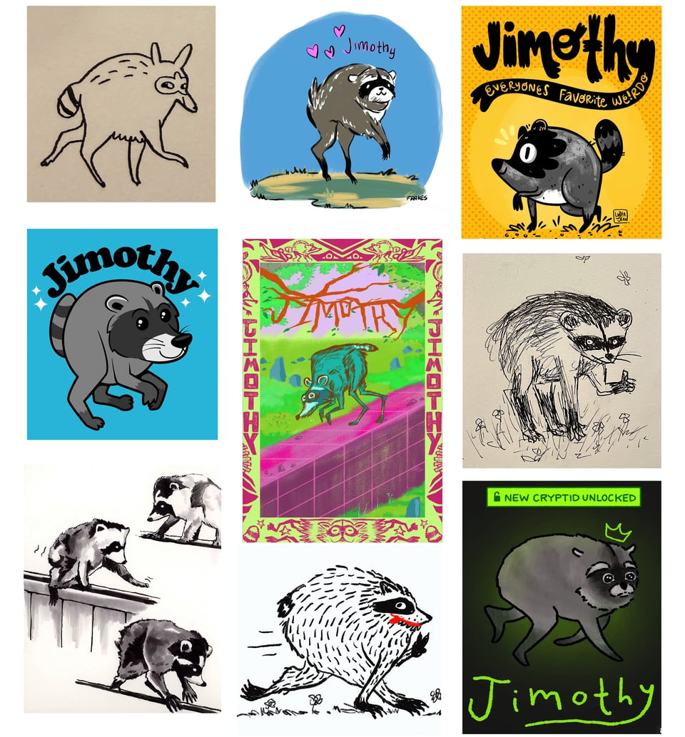 assorted fanart of jimothy, Seattle's best raccoon
