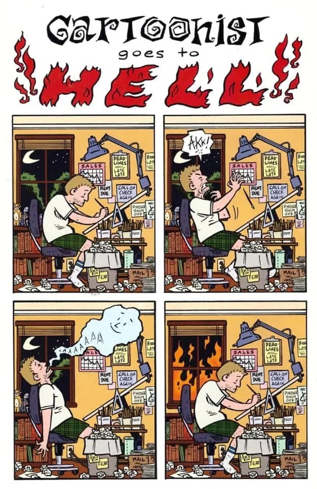 cartoonist goes to hell — a comic strip by evan dorkin