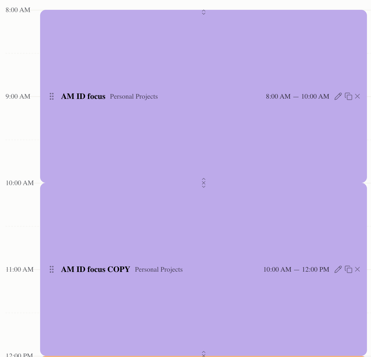 Schedule blocks screenshot