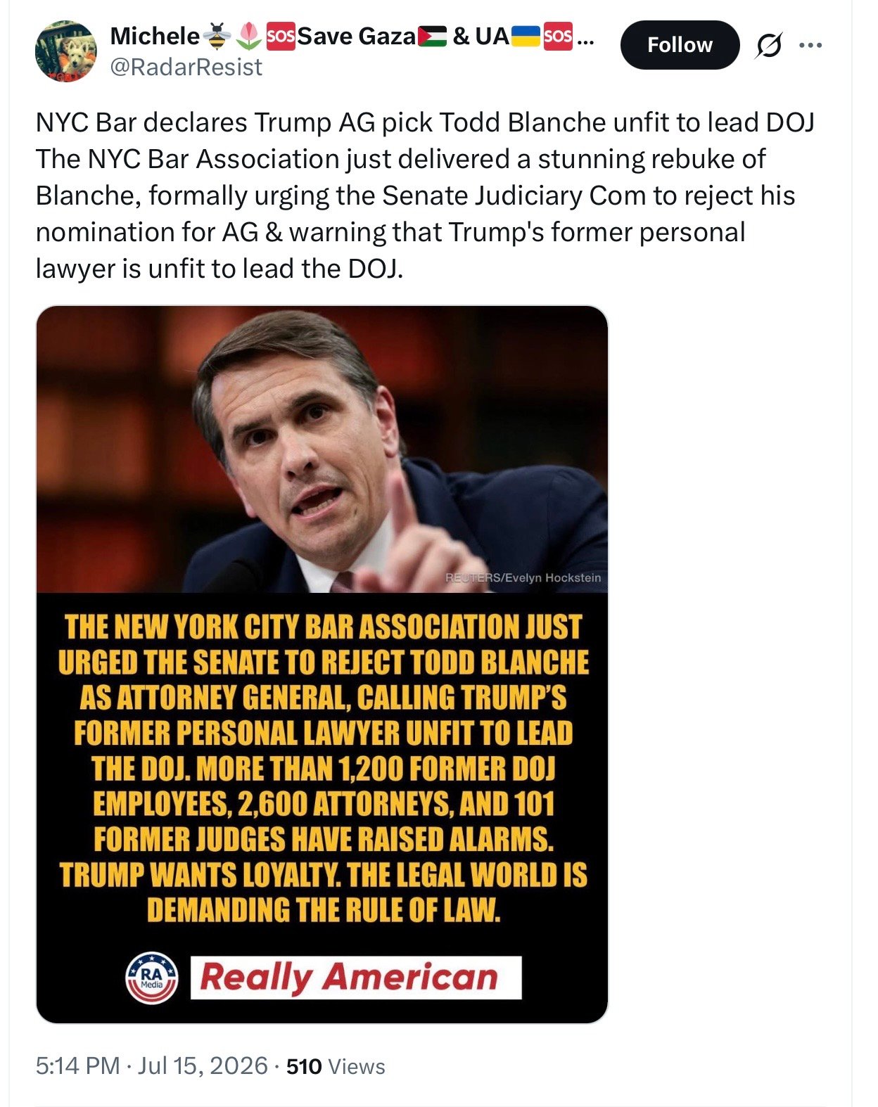 Thursday, July 16, 2026. Annette's Roundup for Democracy.