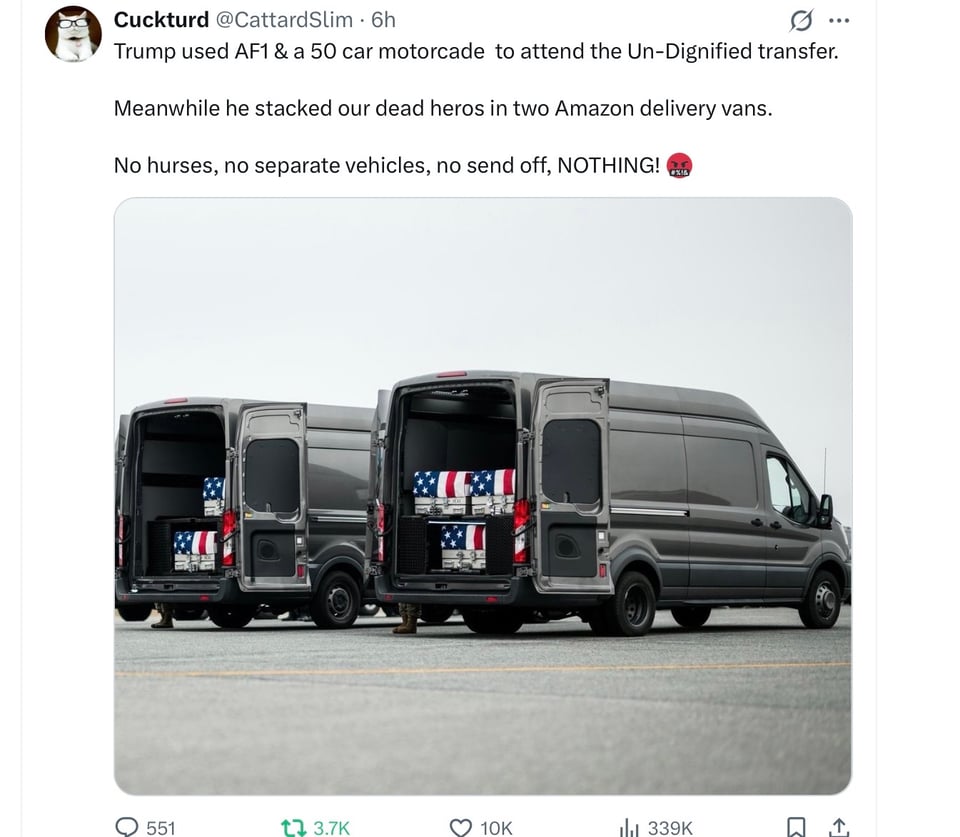 They delivered the bodies of our soldiers in Amazon trucks