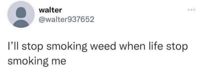i'll stop smoking weed when life stop smoking me