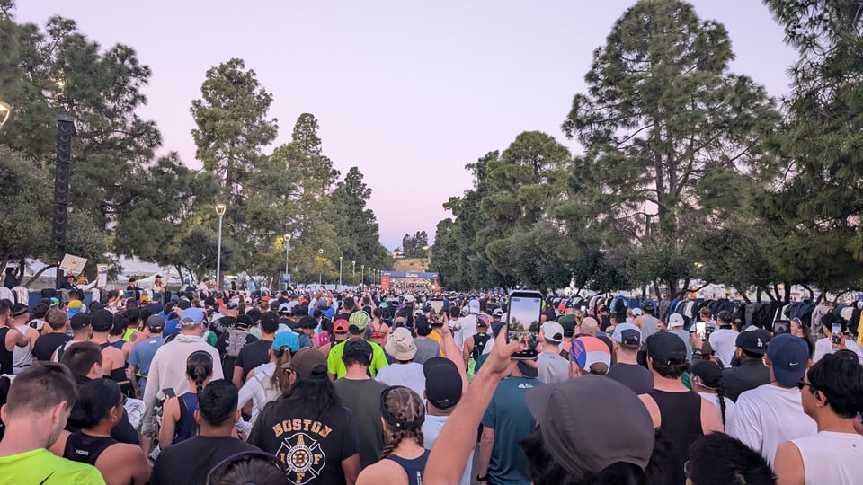 The start line for the LA Marathon, from afar.