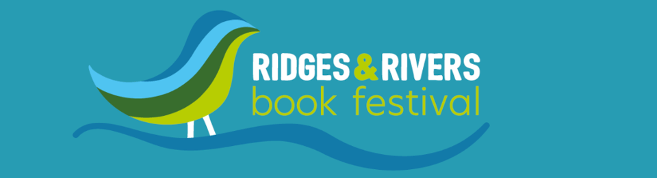 logo for Ridges & Rivers book festival featuring a bird on a wavy line