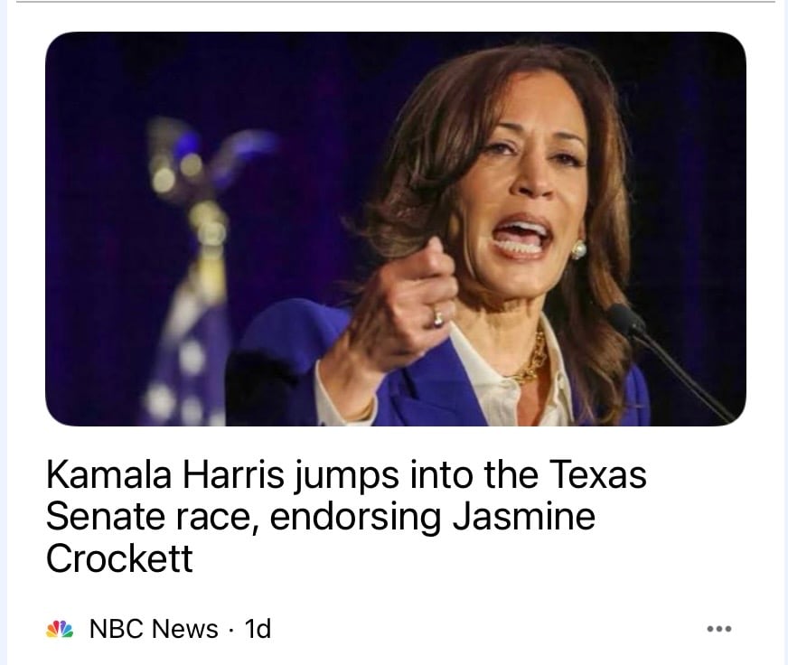 Kamala endorsed Jasmine Crockett