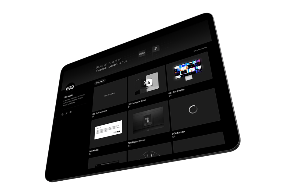 Screenshot of 099 SPLY on framer.com