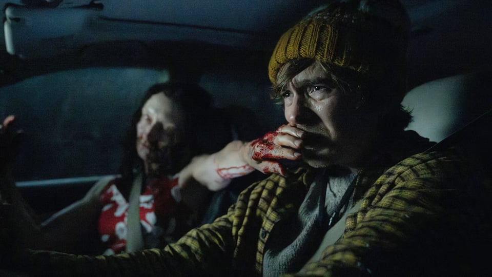 Austin Abrams being annoyed by the first zombie he meets
