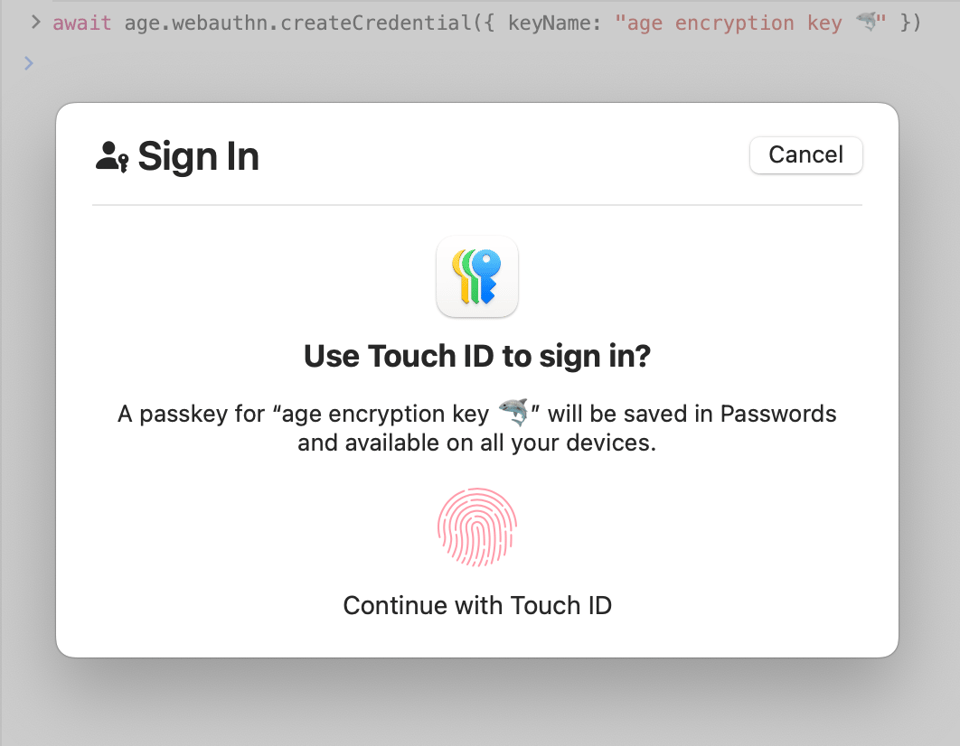 a credential creation prompt