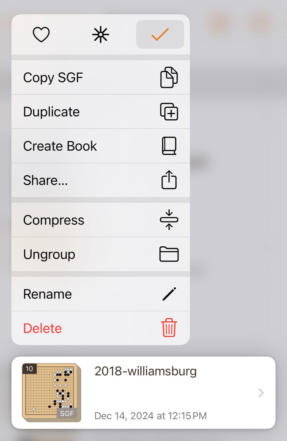 popup menu for a game collection showing Compress and Ungroup, as well as other commands applicable to game collections