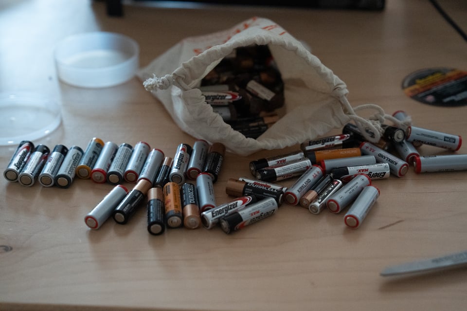 A pile of batteries.