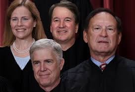 Supreme Court Justices John Roberts, Clarence Thomas, and Samuel Alito plus Justice Amy Coney Barrett were all chosen by the Federalist Society