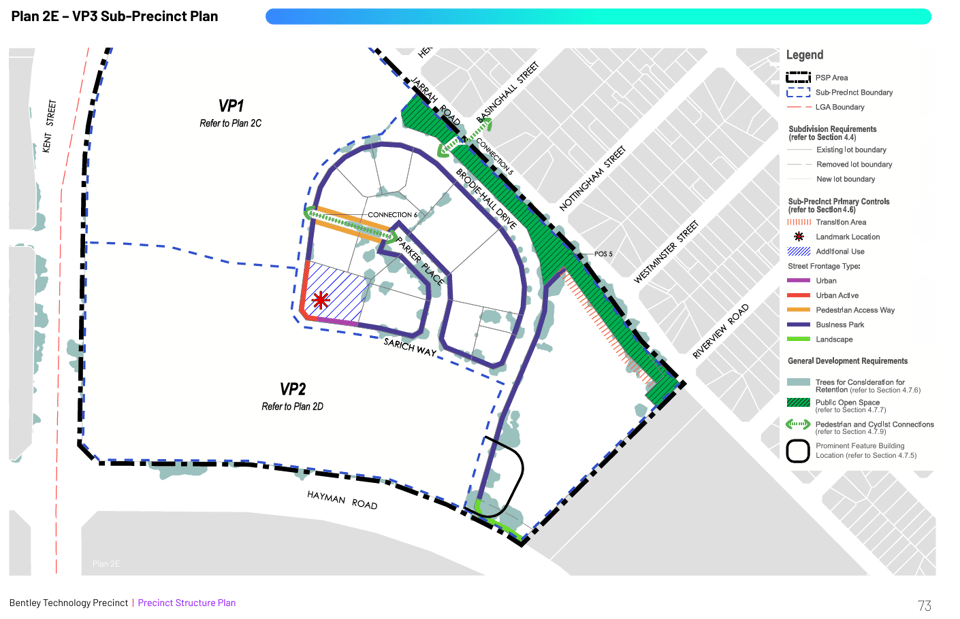 Image showing the 'transitional zone' described in the amendment, at the bend of Sarich Way.