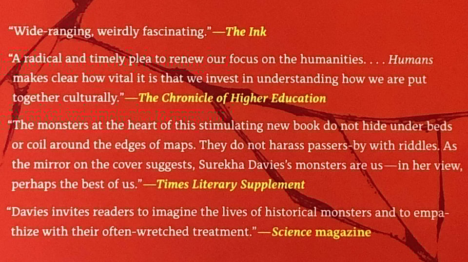 A back cover detail showing the pull-quotes from published reviews. These are transcribed in the essay.