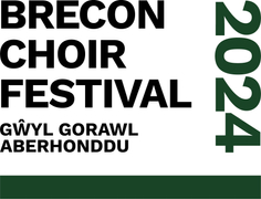 The logo of Brecon Choir Festival. Text: Brecon Choir Festival, Gŵyl Gorawl Aberhonddu 2024