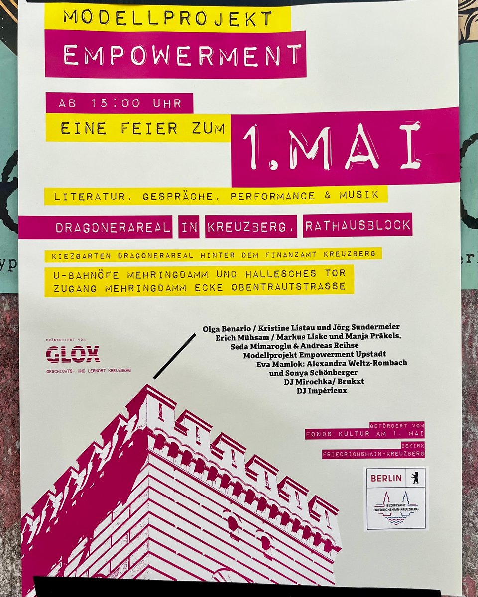 A photo of a poster for the May 1 event