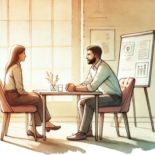 Manager and employee talking