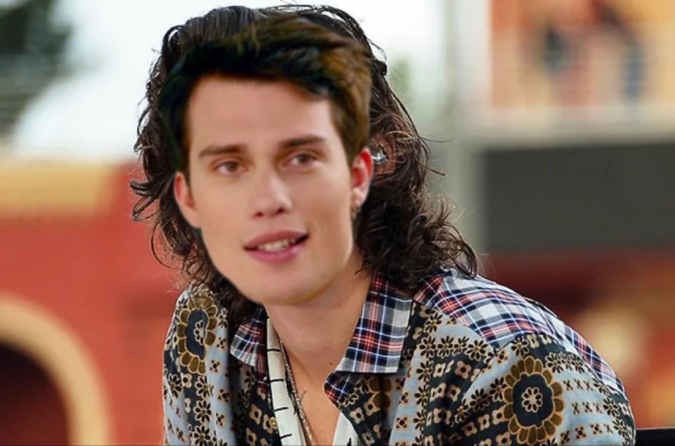 Nicholas Galitzine's face badly photoshopped onto Harry Styles