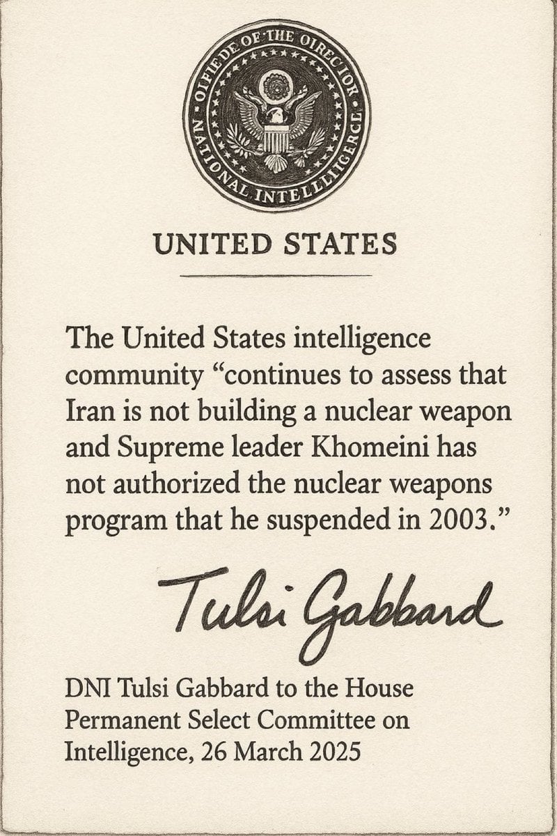 A report that Iran wasn’t a danger to us.