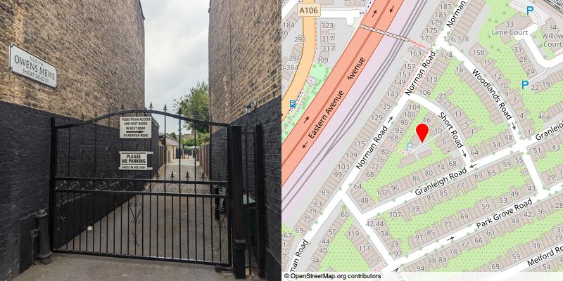 A picture and map of the mews