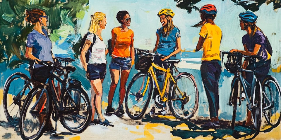 a group of people on bicycles