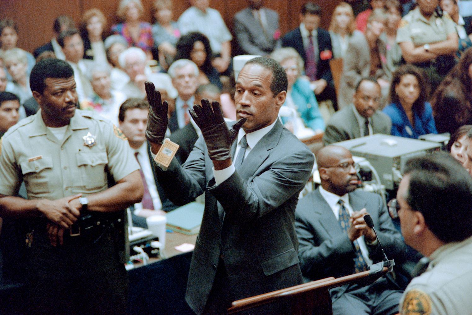 O.J. Simpson Glove Trial Moment — archival photo