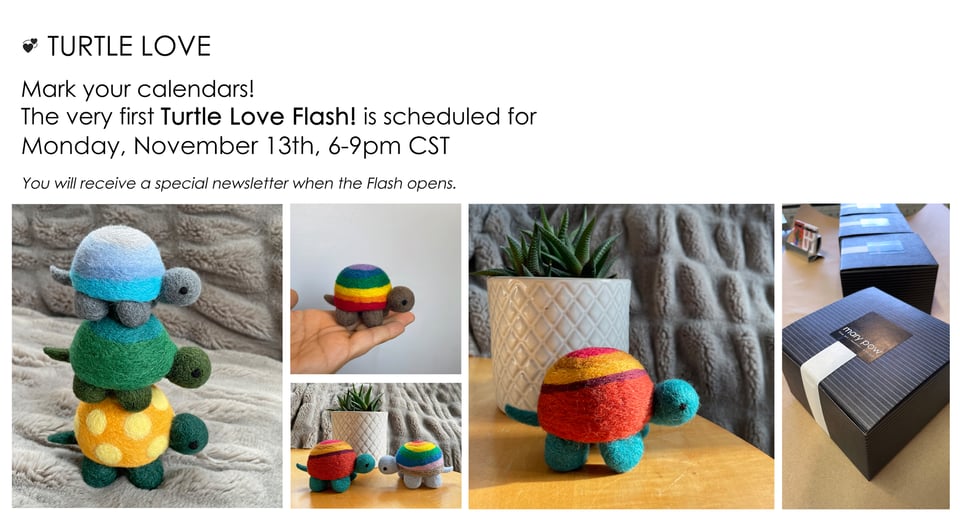 Turtle Love Flash, needle felted wool turtles