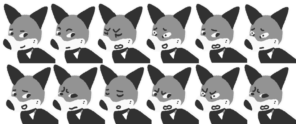 A collection of twelve of Camellia's portraits from the true ending.