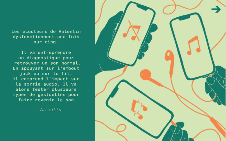 Une illustration avec des écouteurs filaire et des smartphones
