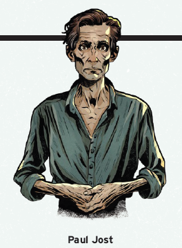 Paul is thin. The kind of thin one gets from too much neurocaster use. His eyes blaze with intensity but his face is almost skeletal. He is 47 years old.