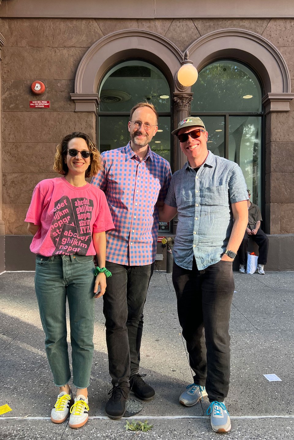 Zrinka, Jesse, and Ben standing outside of the Typographics Conference at Cooper Union