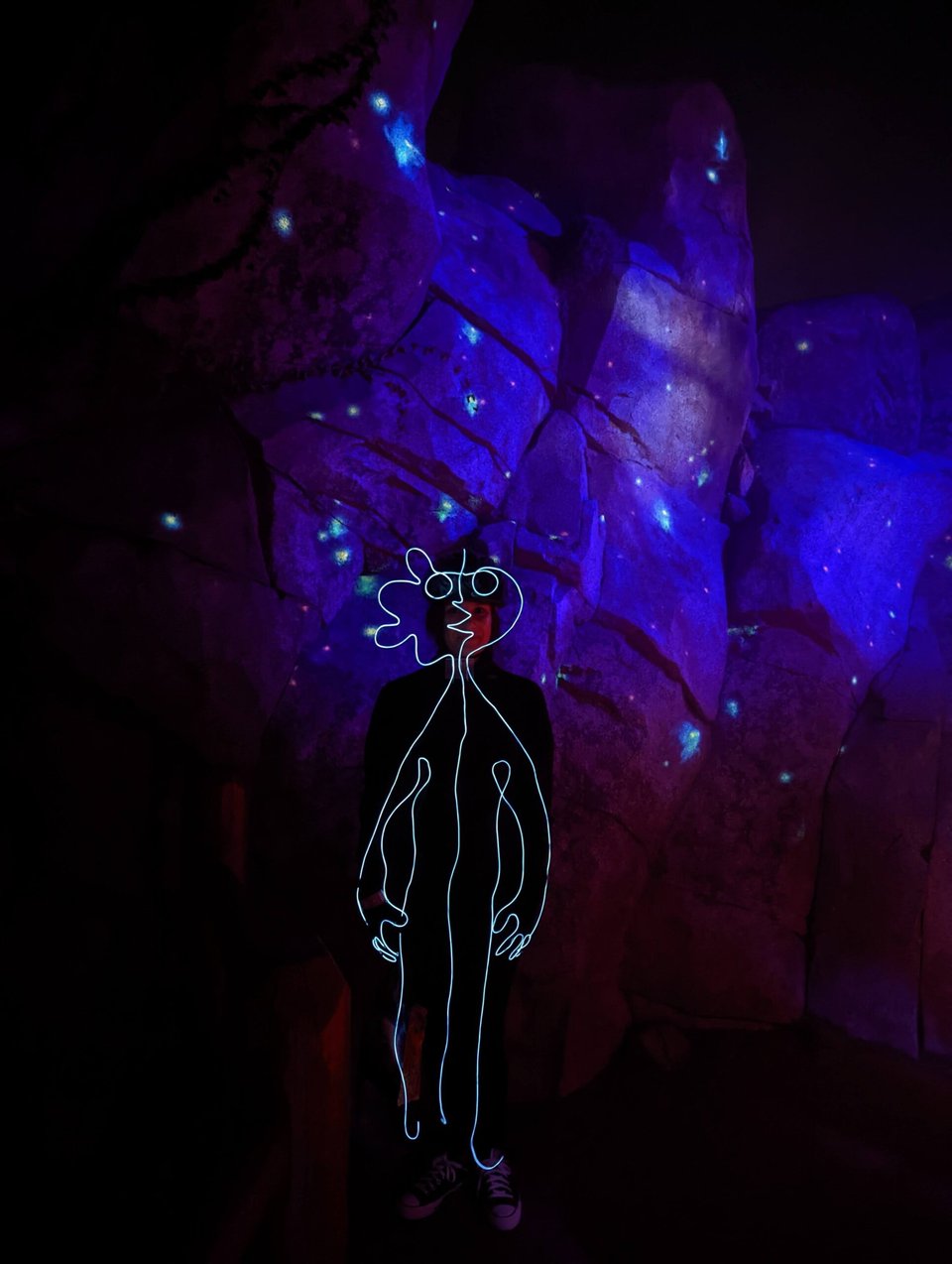 Illuminated wire costume of Jerry from the Pixar movie Soul