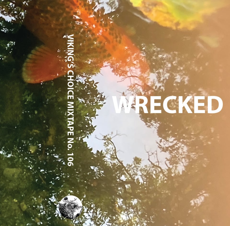 Canopy of trees reflected in a koi pond.