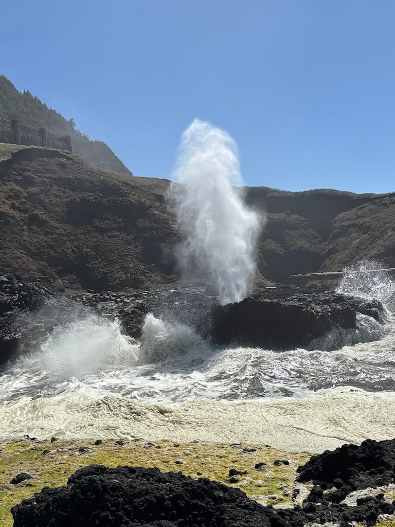 blowhole at cape perpetua during high tide