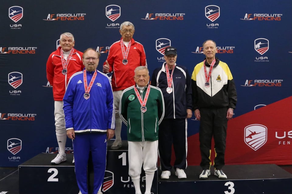 The winning fencers in the Vet-80 Men's Epee
