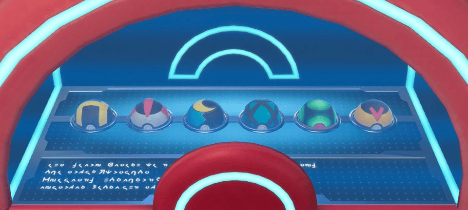 An ultra ball, a timer ball, a moon ball, a net ball, a dusk ball, and a level ball.
