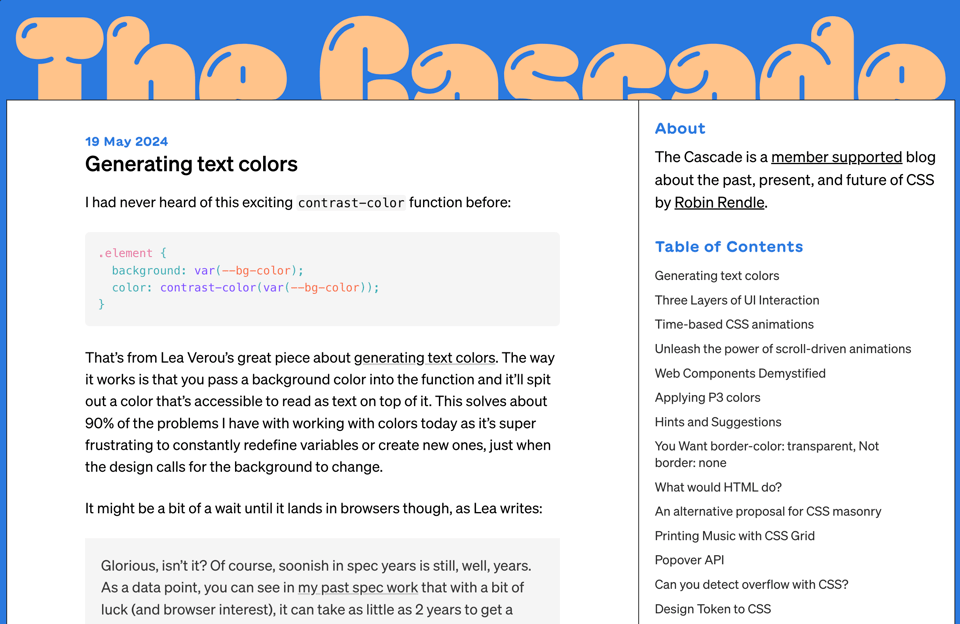 The new Cascade website