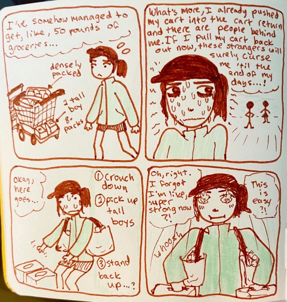 comic about lifting heavy groceries