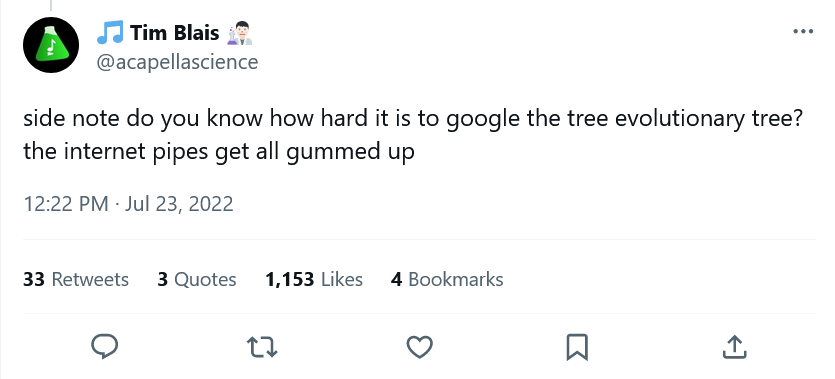 "side note do you know how hard it is to google the tree evolutionary tree? the internet pipes get all gummed up"