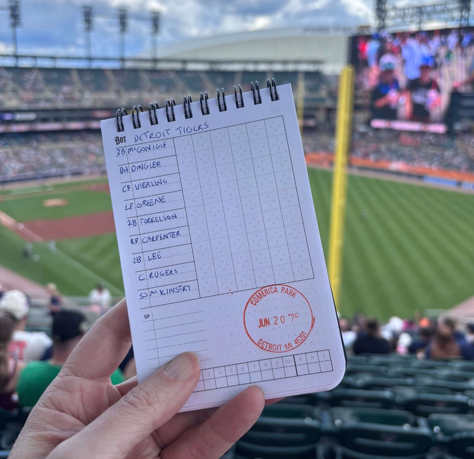 Small Ball Scorebook at Comerica Park